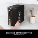 Ninja Double Stack XL Heißluftfritteuse, 2 vertikale Schubladen, 4 Kochstufen, 2 Einschübe, platzsparendes Design, 9,5 L Fassungsvermögen, 6 Funktionen, 8 Portionen, Zange, Schwarz/Kupfer SL400EUCP – Bild 11