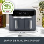 Tefal Dual Easy Fry XXL Heißluftfritteuse 11 L – Airfryer mit 2 Kammern (Doppelkammer), 7 Programme, 2700 W, digitales Display, Extra-Crisp Technologie, fettarm frittieren, energiesparend EY942B – Bild 3