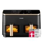 COSORI Heißluftfritteuse 2 Kammern, Airfryer Testsieger der Stiftung Warentest, 6-in-1 Dual Zone Air fryer 8,5 L, Heissluftfritteuse Doppelkammer mit Sichtfenster, energiesparend, Gold