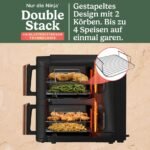 Ninja Double Stack XL Heißluftfritteuse, 2 vertikale Schubladen, 4 Kochstufen, 2 Einschübe, platzsparendes Design, 9,5 L Fassungsvermögen, 6 Funktionen, 8 Portionen, Zange, Schwarz/Kupfer SL400EUCP – Bild 10