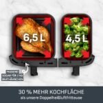 Tefal Dual Easy Fry XXL Heißluftfritteuse 11 L – Airfryer mit 2 Kammern (Doppelkammer), 7 Programme, 2700 W, digitales Display, Extra-Crisp Technologie, fettarm frittieren, energiesparend EY942B – Bild 8