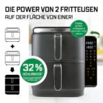 GOURMETmaxx FryUp Vertikale Doppelkammer Heißluftfritteuse | vertikaler Airfryer | klappbares Touchdisplay | 32% platzsparender | Fassungsvermögen 10L | Heißluftfritteuse 2 Kammern – Bild 9