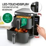 GOURMETmaxx FryUp Vertikale Doppelkammer Heißluftfritteuse | vertikaler Airfryer | klappbares Touchdisplay | 32% platzsparender | Fassungsvermögen 10L | Heißluftfritteuse 2 Kammern – Bild 5