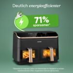 COSORI Heißluftfritteuse 2 Kammern, Airfryer Testsieger der Stiftung Warentest, 6-in-1 Dual Zone Air fryer 8,5 L, Heissluftfritteuse Doppelkammer mit Sichtfenster, energiesparend, Gold – Bild 3