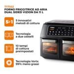 Tower T17102 Vortx Vizion Heißluftfritteuse mit Zwei Kammern und Digitalem Bedienfeld - Airfryer Heißluftfritteuse 2 Kammern, 11 L Schwarz – Bild 6