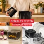 Tefal Easy Fry Silence Heißluftfritteuse, 7 L Fassungsvermögen, Silent-Technologie, Smart Assist System, bis zu 8 Portionen, abnehmbare Front mit Sichtfenster, Schwarz, EY876DE0 – Bild 4