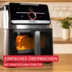 Tefal Easy Fry Silence Heißluftfritteuse, 7 L Fassungsvermögen, Silent-Technologie, Smart Assist System, bis zu 8 Portionen, abnehmbare Front mit Sichtfenster, Schwarz, EY876DE0 – Bild 3