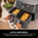 Ninja Dual Zone Digital Air Fryer, 2 Schubladen, 6-in-1, Heißluftfritteuse, 9,5L, Heißluft-Frittieren, Max Crisp, Rösten, Backen, Aufwärmen, Spülmaschinenfeste Körbe, Metallic Grau DZ400EU – Bild 9