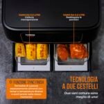 Tower T17102 Vortx Vizion Heißluftfritteuse mit Zwei Kammern und Digitalem Bedienfeld - Airfryer Heißluftfritteuse 2 Kammern, 11 L Schwarz – Bild 4