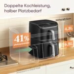 COSORI Turbo Tower Pro Airfryer, Keramikbeschichtung Heißluftfritteuse 2 Kammern, 10,8L Heissluftfritteuse mit DualBlaze, Ohne Teflon Beschichtung, Automatische Luftstrom-Regulierung – Bild 3