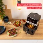 Tefal Easy Fry Silence Heißluftfritteuse, 7 L Fassungsvermögen, Silent-Technologie, Smart Assist System, bis zu 8 Portionen, abnehmbare Front mit Sichtfenster, Schwarz, EY876DE0 – Bild 5